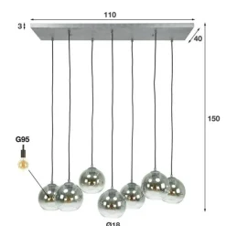 WoonStijl Hanglamp 4+3L bubble shaded