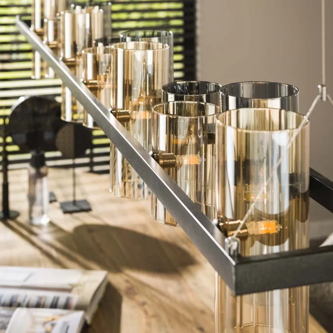 WoonStijl Hanglamp 14L cylinder mixed glass