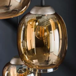 WoonStijl Hanglamp 5L getrapt mix amberkleurig glas