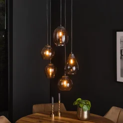 WoonStijl Hanglamp 5L getrapt mix chromed glas