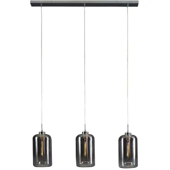 WoonStijl Hanglamp 3L Glass Metallic Grey