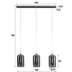 WoonStijl Hanglamp 3L Glass Metallic Grey