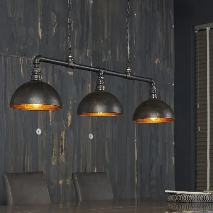 WoonStijl Hanglamp 3L Halfronde Kap-Industrial Tube