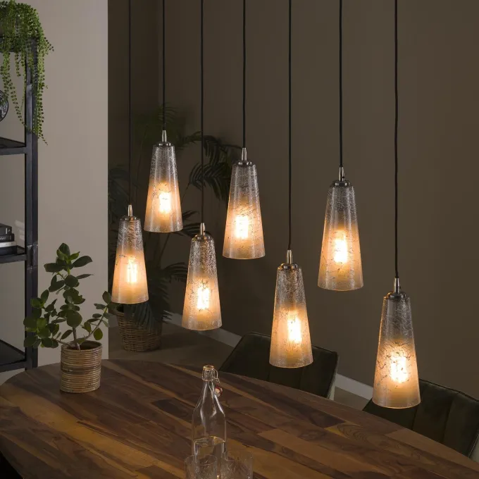 WoonStijl Hanglamp 7L kegel stone
