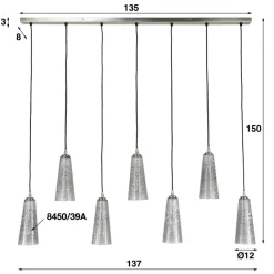 WoonStijl Hanglamp 7L kegel stone