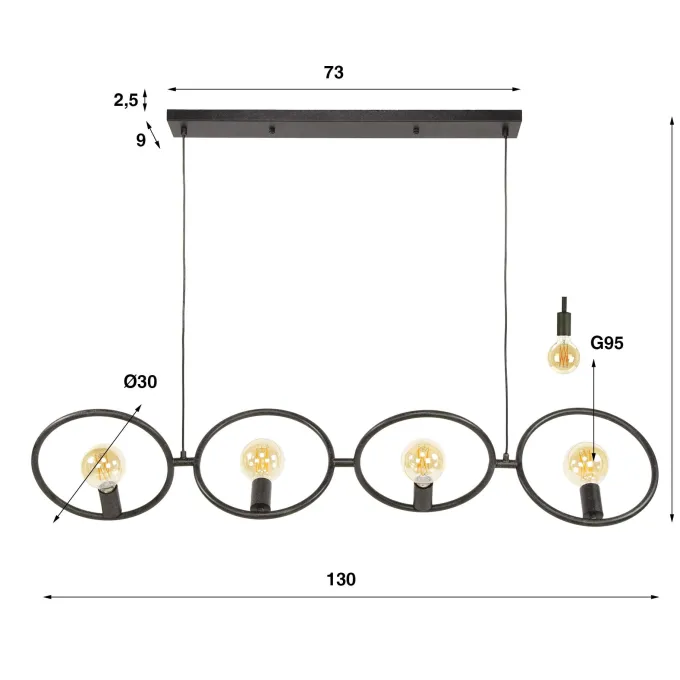 WoonStijl Hanglamp 4L Loop