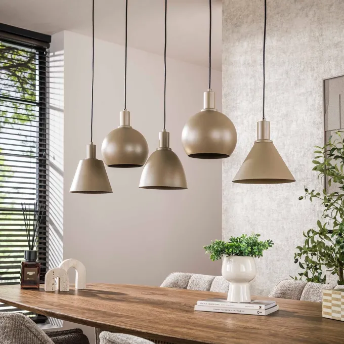 WoonStijl Hanglamp 5L Metallo mix Beige