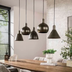 WoonStijl Hanglamp 5L Metallo mix Sienna bruin