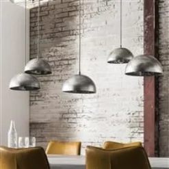 WoonStijl Hanglamp 5L met crossbar en old silvery mirror inside. / Old silvery finish