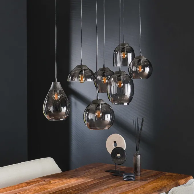 WoonStijl Hanglamp 4+3L mix chromed glas