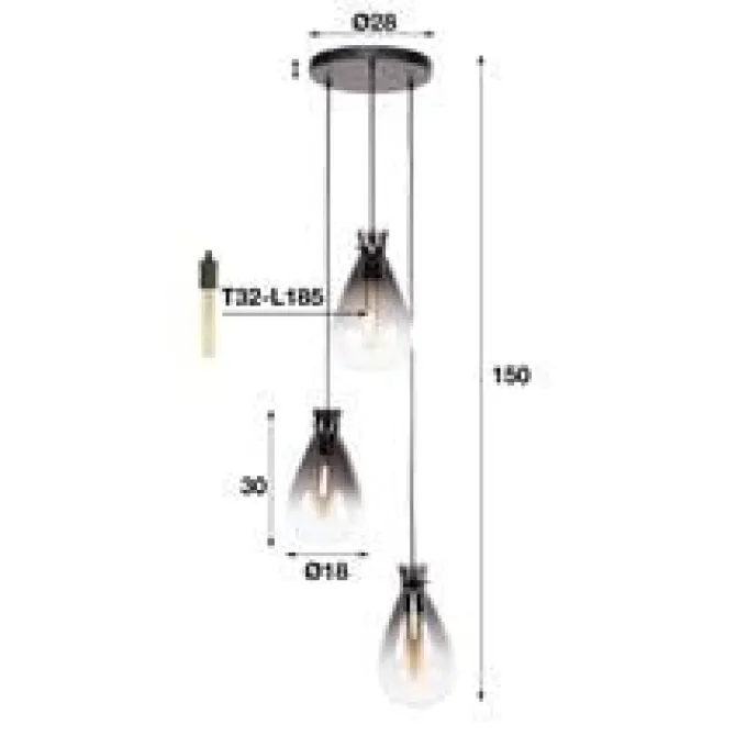 WoonStijl Hanglamp 3L nugget shaded