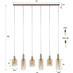 WoonStijl Hanglamp 6L Sepiora Beige