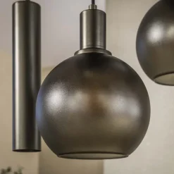 WoonStijl Hanglamp 4+3L Sfera tricolore Sienna bruin frosted