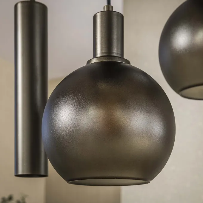 WoonStijl Hanglamp 4+3L Sfera tricolore Sienna bruin frosted