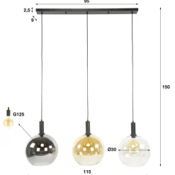 WoonStijl Hanglamp 3L Sfera tricolore