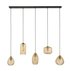 WoonStijl Hanglamp 5L Stripe glas horizontaal