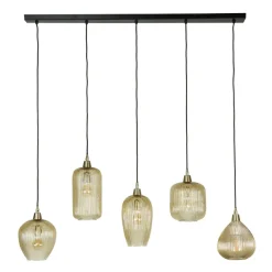 WoonStijl Hanglamp 5L stripe glass mix
