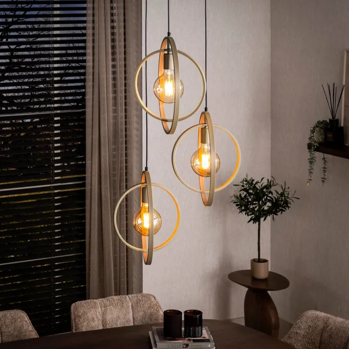 WoonStijl Hanglamp 3L Turn around getrapt beige