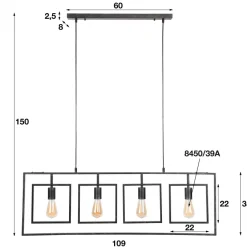 WoonStijl Hanglamp 4L Turn square / Charcoal