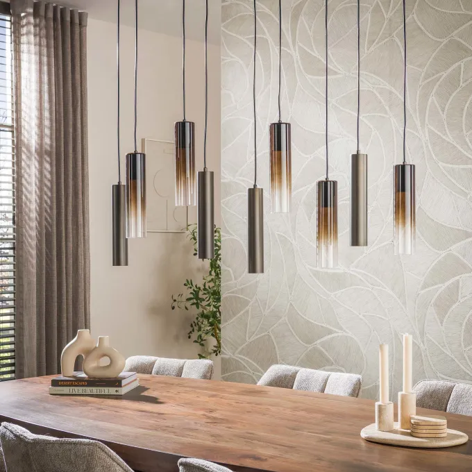 WoonStijl Hanglamp Lungo 5+4-lichts Sienna bruin