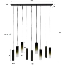 WoonStijl Hanglamp Lungo 5+4-lichts Sienna bruin
