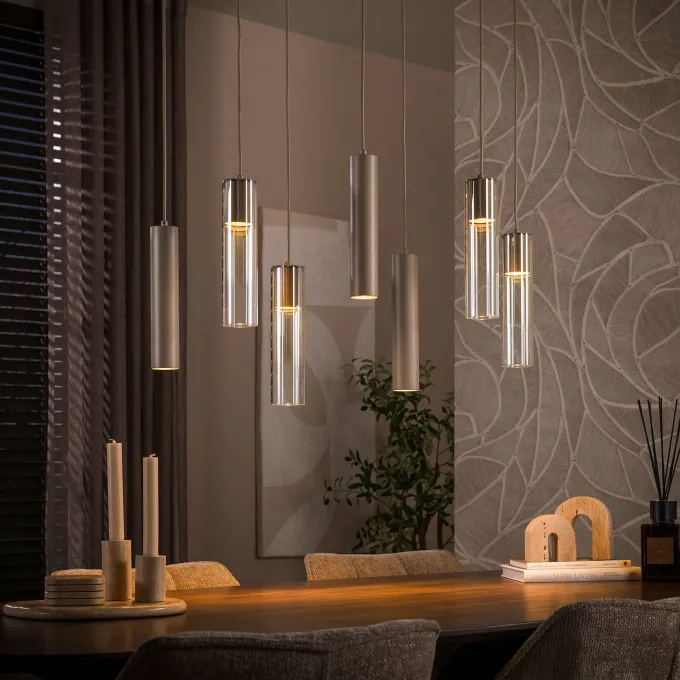 WoonStijl Hanglamp Lungo 4+3-lichts Beige