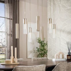 WoonStijl Hanglamp Lungo 4+3-lichts Beige