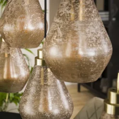 WoonStijl Hanglamp 5L vintage brown glass