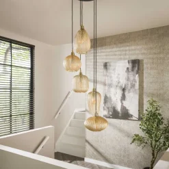 WoonStijl Hanglamp 5L V-shape pattern getrapt