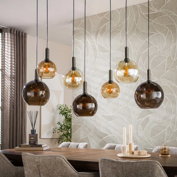 WoonStijl Hanglamp Moka 4+3-lichts Multi bruin