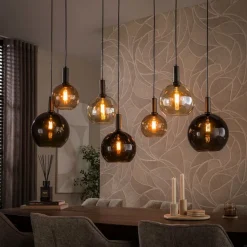 WoonStijl Hanglamp Moka 4+3-lichts Multi bruin