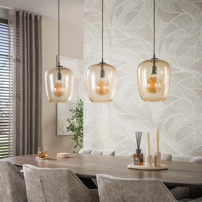 WoonStijl Hanglamp Python 3-lichts Amber glas
