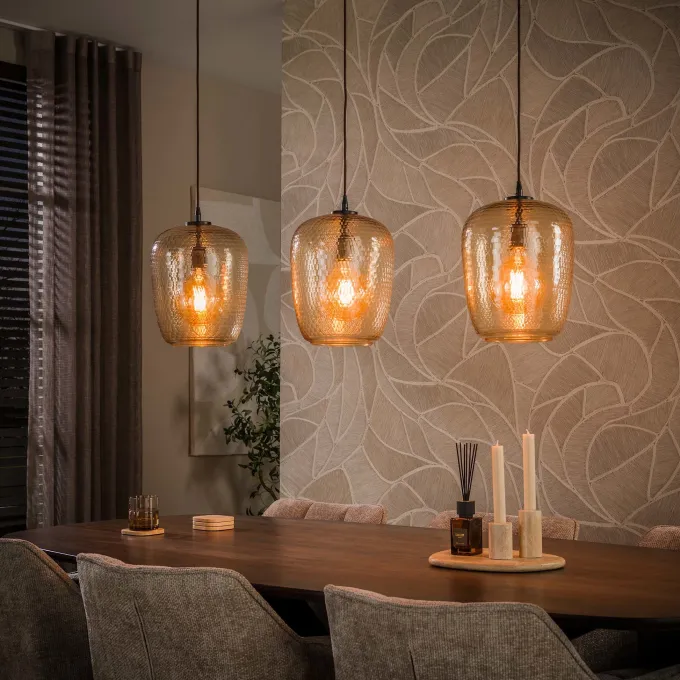 WoonStijl Hanglamp Python 3-lichts Amber glas