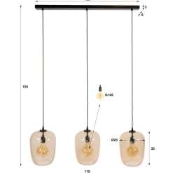 WoonStijl Hanglamp Python 3-lichts Amber glas