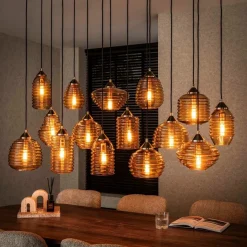 WoonStijl Hanglamp 5+5+5 rib glass