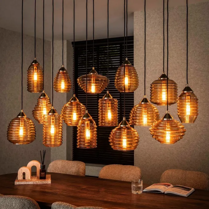 WoonStijl Hanglamp 5+5+5 rib glass