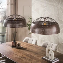 WoonStijl Hanglamp Screen open 2-lichts Ø60cm Antiek koper