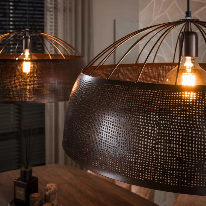 WoonStijl Hanglamp Screen open 2-lichts Ø60cm Antiek koper