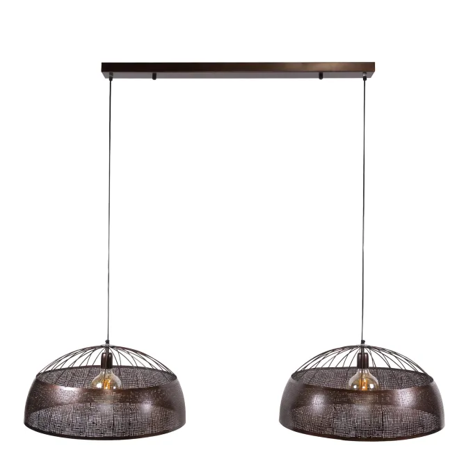 WoonStijl Hanglamp Screen open 2-lichts Ø60cm Antiek koper