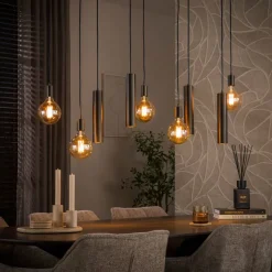 WoonStijl Hanglamp Senso 5+4-lichts Sienna bruin