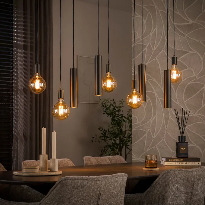 WoonStijl Hanglamp Senso 5+4-lichts Sienna bruin