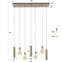 WoonStijl Hanglamp Senso 4+3-lichts Beige