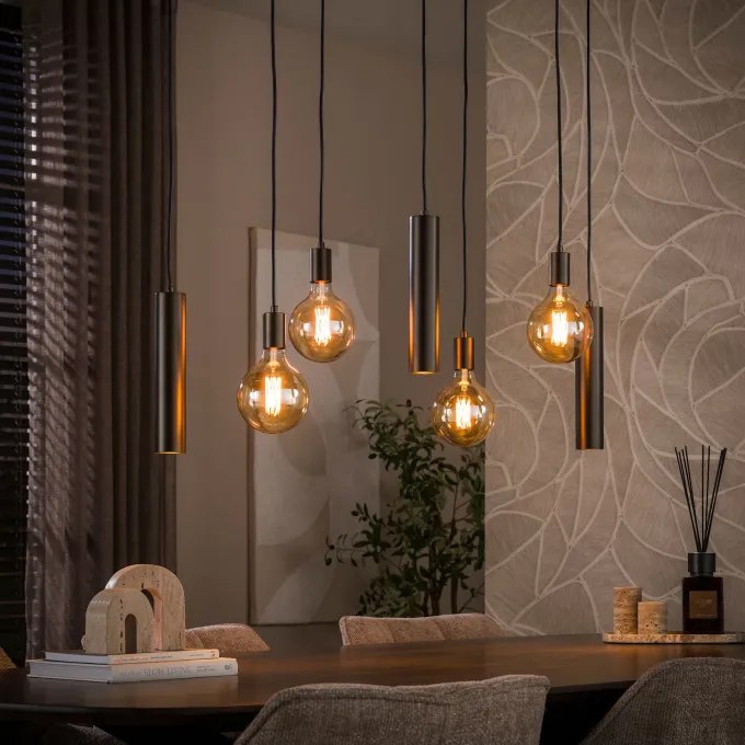 WoonStijl Hanglamp Senso 4+3-lichts Sienna bruin