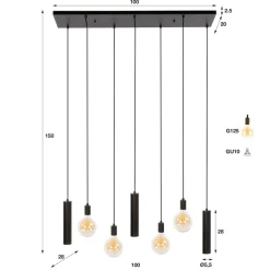 WoonStijl Hanglamp Senso 4+3-lichts Sienna bruin