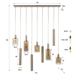 WoonStijl Hanglamp Sepiora 5+4-lichts Sienna beige