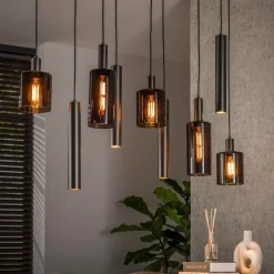 WoonStijl Hanglamp Sepiora 5+4-lichts Sienna bruin