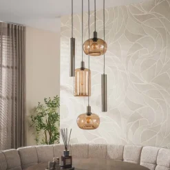 WoonStijl Hanglamp Serene getrapt 5-lichts Sienna bruin