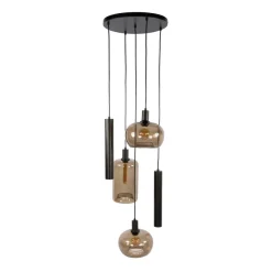 WoonStijl Hanglamp Serene getrapt 5-lichts Sienna bruin