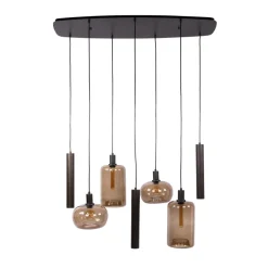 WoonStijl Hanglamp Serene 4+3-lichts Sienna Bruin