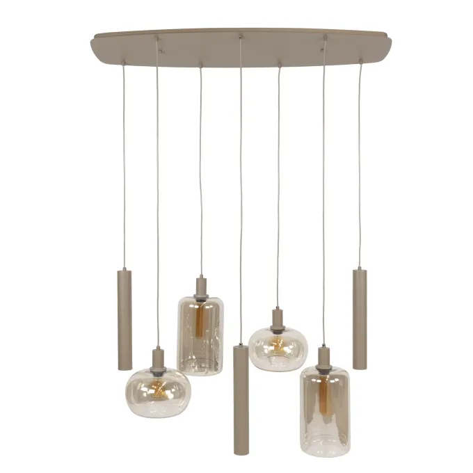 WoonStijl Hanglamp Serene 4+3-lichts Beige